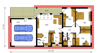 Mirror image | Floor plan of ground floor - BUNGALOW 149